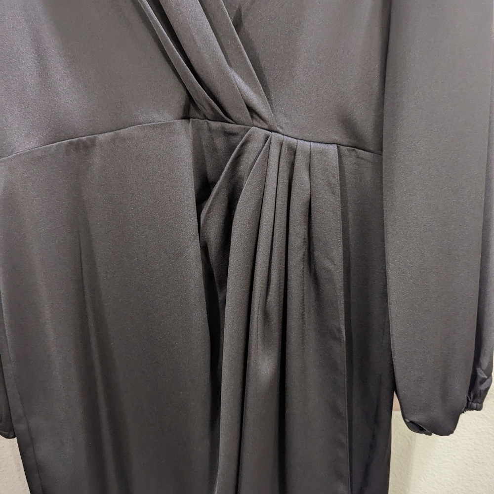 Alex Marie Iris V-Neck Satin Crepe Long Sleeve A-Line Dress - Picture 6 of 11